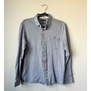 Ted Baker London Timothy Shirt Heathered Black Cotton Jersey Button Up 3 Size M